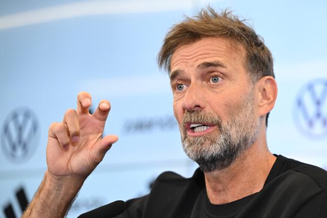 24 July 2026, Hesse, Frankfurt/Main: Juergen Klopp speaks during a press conference to introduce the new national team head coach. Photo: Florian Wiegand/dpa