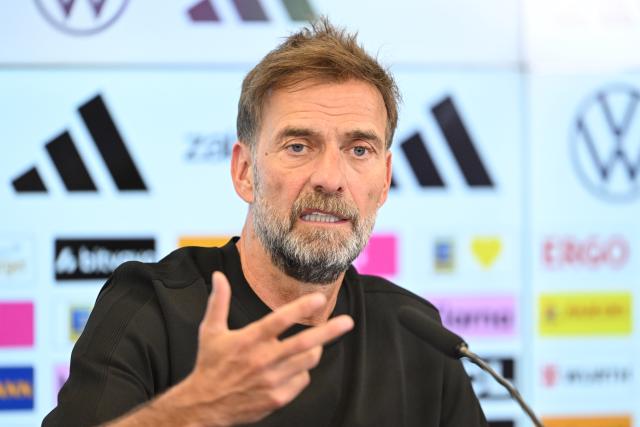 24 July 2026, Hesse, Frankfurt/Main: Juergen Klopp speaks during a press conference to introduce the new national team head coach. Photo: Florian Wiegand/dpa
