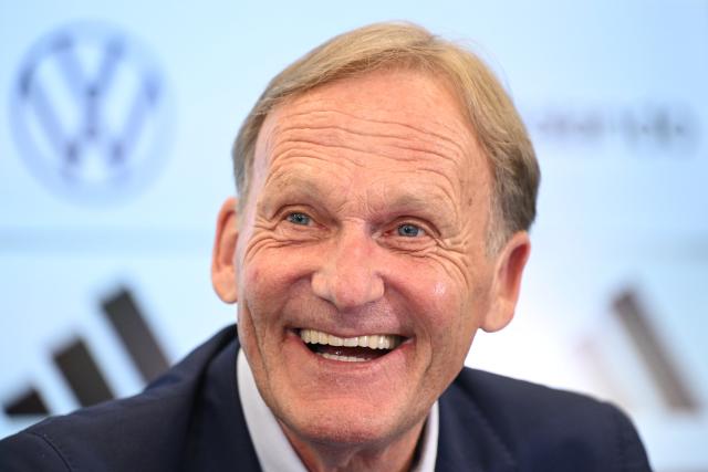 24 July 2026, Hesse, Frankfurt/Main: Hans-Joachim Watzke, DFB vice president, reacts during the press conference introducing the new national team head coach. Photo: Florian Wiegand/dpa