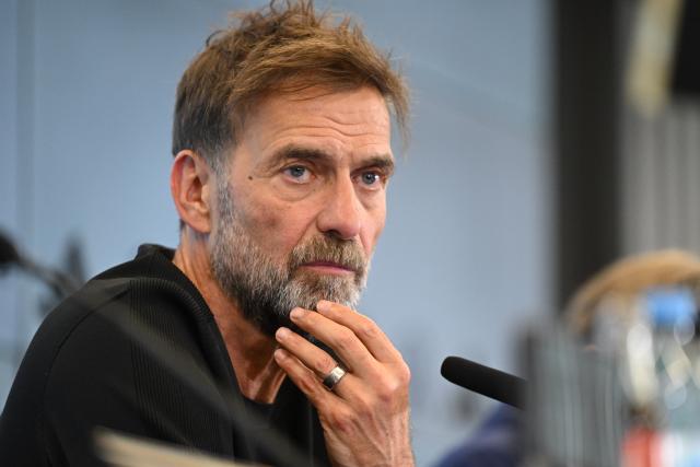 24 July 2026, Hesse, Frankfurt/Main: Juergen Klopp reacts during a press conference to introduce the new national team head coach. Photo: Florian Wiegand/dpa