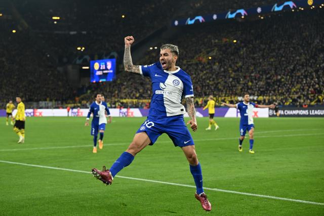 FILED - 16 April 2024, North Rhine-Westphalia, Dortmund: FILE PHOTO - Atletico Madrid's Angel Correa celebrates after scoring during the UEFA Champions League quarter-final second leg against Borussia Dortmund, at Signal Iduna Park stadium. Photo: Federico Gambarini/dpa