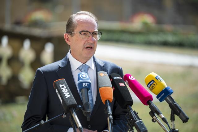 28 July 2026, Bavaria, Bad Staffelstein: German Minister of the Interior Alexander Dobrindt issues a statement to the press on the sidelines of the CSU's summer retreat at Kloster Banz regarding a deportation flight and the attack on the Christopher Street Day (CSD) in Berlin. Photo: Daniel Vogl/dpa