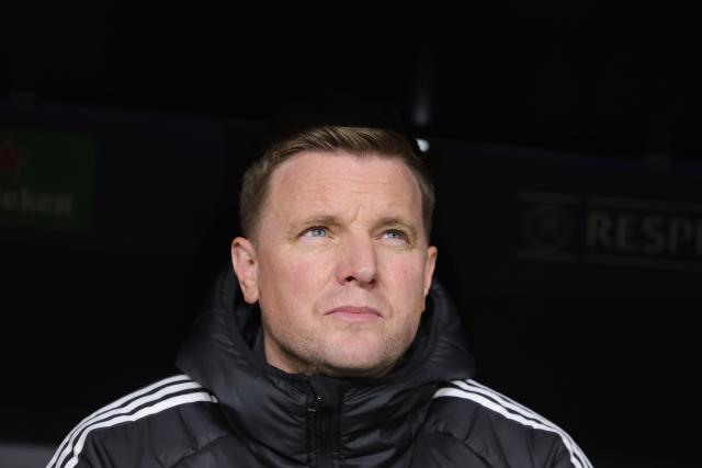 FILED - 10 December 2025, North Rhine-Westphalia, Leverkusen: File Photo - Newcastle United manager Eddie Howe stands on the pitch ahead of UEFA Champions League soccer match between Newcastle United and Bayer Leverkusen. Photo: Rolf Vennenbernd/dpa
