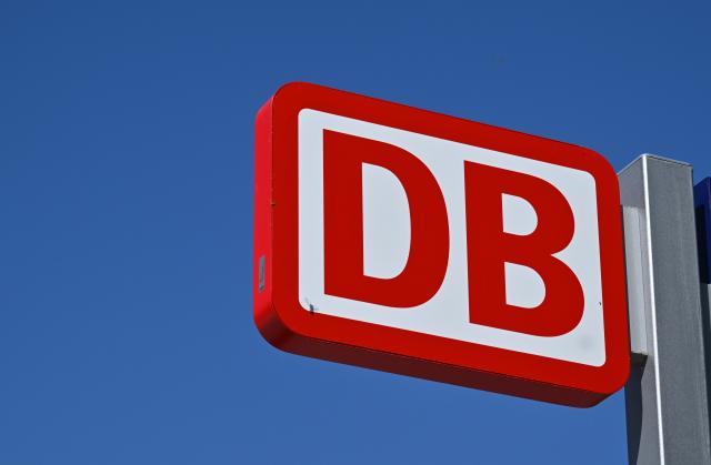 FILED - 30 July 2026, Thuringia, Erfurt: File Photo - The Deutsche Bahn logo in front of Erfurt Central Station. Photo: Martin Schutt/dpa