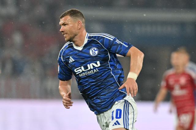 FILED - 02 May 2026, North Rhine-Westphalia, Gelsenkirchen: FILE PHOTO - Schalke's Edin Dzeko in action during the German 2nd Bundesliga soccer match between FC Schalke 04 and Fortuna Duesseldorf at Veltins Arena. Bosnia and Herzegovina striker Edin Dzeko has signed a new one-year contract with Schalke, the Bundesliga club said in a statement on Monday. Photo: Bernd Thissen/dpa - WICHTIGER HINWEIS: Gemäß den Vorgaben der DFL Deutsche Fußball Liga bzw. des DFB Deutscher Fußball-Bund ist es untersagt, in dem Stadion und/oder vom Spiel angefertigte Fotoaufnahmen in Form von Sequenzbildern und/oder videoähnlichen Fotostrecken zu verwerten bzw. verwerten zu lassen.