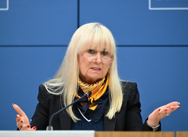 FILED - 06 July 2026, Berlin: FILE PHOTO - Berlin's Senator of the Interior, Iris Spranger, speaks during a press conference. Photo: Soeren Stache/dpa