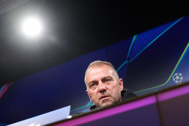 FILED - 14 April 2025, North Rhine-Westphalia, Dortmund: FILE PHOTO - Barcelona Coach Hansi Flick attends a press conference ahead of the 2025 UEFA Champions League quarter-final second leg soccer match against Borussia Dortmund. Photo: Bernd Thissen/dpa