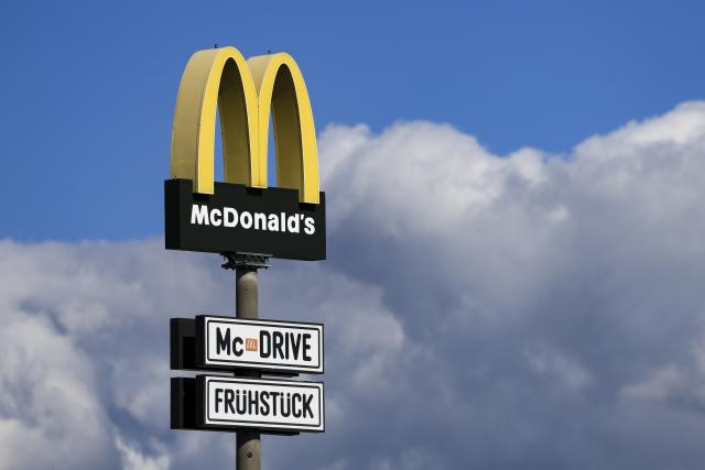 FILED - 03 September 2025, Saxony, Taucha: FILE PHOTO - A giant "M" advertises a fast food restaurant of the McDonald's fast food chain. Photo: Jan Woitas/dpa