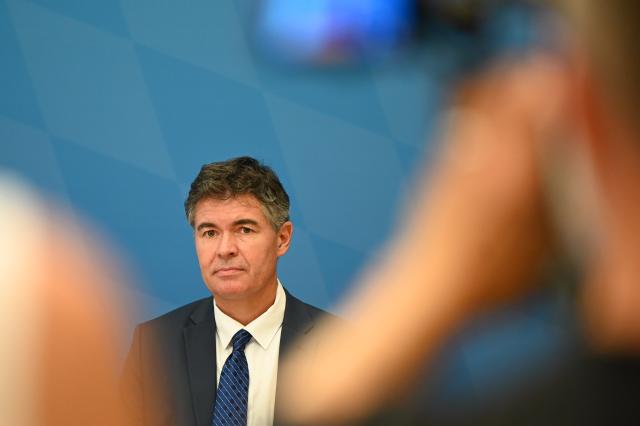 07 August 2026, Bavaria, Munich: Manfred Hauser, president of the Bavarian State Office for the Protection of the Constitution, attends a press conference with German Interior Minister Joachim Herrmann to present the agency's report for the first half of 2026. Photo: Florian Diettrich/dpa