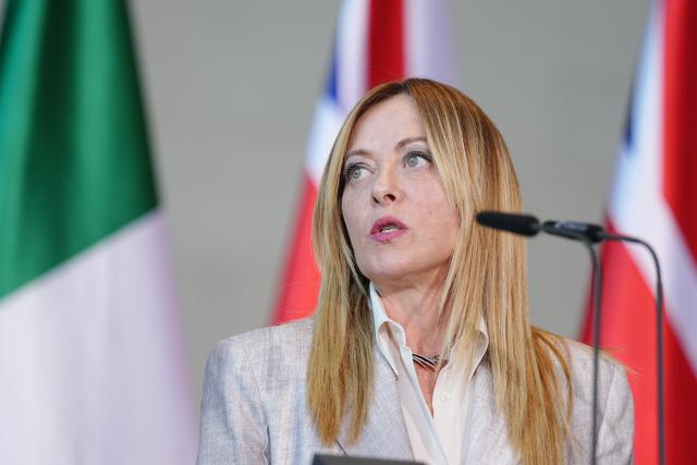 FILED - 24 June 2026, Berlin: FILE PHOTO - Italian Prime Minister Giorgia Meloni attends a press conference in Berlin. Photo: Kay Nietfeld/dpa