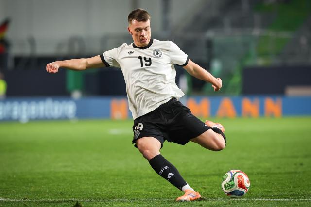 FILED - 14 November 2025, Bavaria, Fuerth: FILE PHOTO - Germany's Dzenan Pejcinovic in action during the Men's U21: European Championship Qualifiers group F soccer match between Germany and Malta at Sportpark Ronhof Thomas Sommer. Photo: Daniel Karmann/dpa