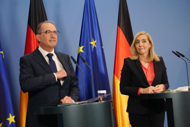 12 August 2026, Berlin: Nina Warken, Head of the German Chancellery and German Minister for Special Tasks, and Alexander Dobrindt, German Minister of the Interior, hold a joint press conference after the the German Cabinet meeting at the Chancellery. Photo: Kay Nietfeld/dpa