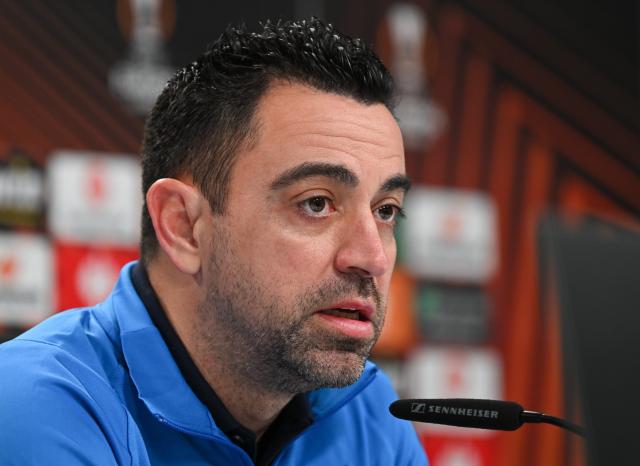 FILED - 06 April 2022, Hesse, Frankfurt/Main: FILE PHOTO - FC Barcelona head coach Xavi Hernandez speaks during a press conference ahead of the UEFA Europa League first leg against Eintracht Frankfurt. Photo: Arne Dedert/dpa