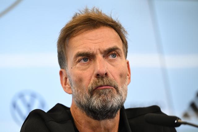 FILED - 24 July 2026, Hesse, Frankfurt/Main: FILE PHOTO - Germany new coach Juergen Klopp sits on the podium during his presentation press conference. Photo: Florian Wiegand/dpa