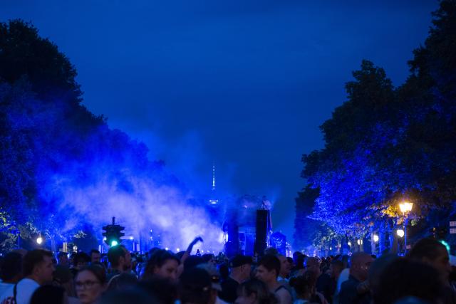 15 August 2026, Berlin: Participants dance at the "Rave The Planet Parade 2026" demonstration. Photo: Christophe Gateau/dpa