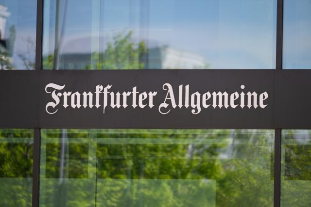 FILED - 15 April 2026, Hesse, Frankfurt_Main: FILE PHOTO - A view of the German newspaper Frankfurter Allgemeine Zeitung (FAZ) publishing and editorial building in Frankfurt am Main. Photo: Boris Roessler/dpa