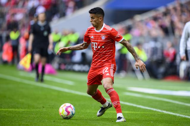 FILED - 13 May 2023, Bayern, Muenchen: FILE PHOTO - Munich's Joao Cancelo in action during the German Bundesliga soccer match between Bayern Munich and FC Schalke 04, at Allianz Arena. 
The Catalan newspaper Mundo Deportivo has reported that Joao Cancelo is close to terminating his contract with Saudi club Al-Hilal, paving the way for him to move to Barcelona. Photo: Tom Weller/dpa