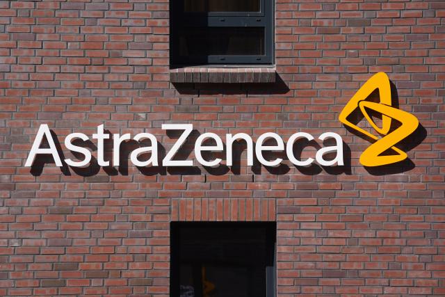 FILED - 25 April 2022, Hamburg: FILE PHOTO - A view of the logo of the pharmaceutical company Astrazeneca in Hamburg. Photo: Marcus Brandt/dpa