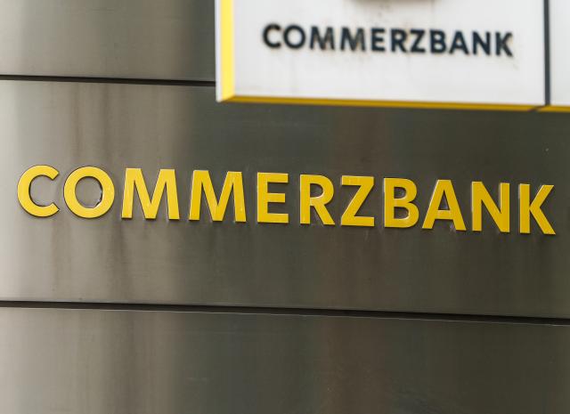 FILED - 07 July 2026, Hesse, Frankfurt am Main: FILE PHOTO - Commerzbank logos are displayed on the exterior facade of the headquarters. Photo: Andreas Arnold/dpa