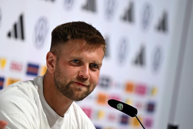 FILED - 31 May 2025, Bavaria, Herzogenaurach: FILE PHOTO - Germany's Niclas Fuellkrug attends a press conference ahead of UEFA Nations League semi final match against Portugal. Photo: Federico Gambarini/dpa