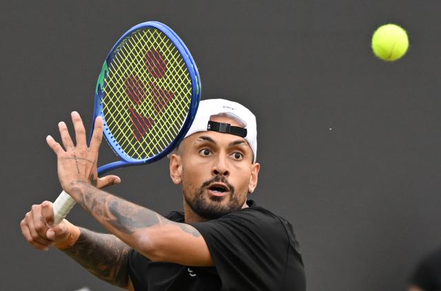FILED - 09 June 2026, Baden-Wuerttemberg, Stuttgart: File Photo - Australian tennis player Nick Kyrgios in action against France's Corentin Moutet during their men's singles round of 32 match at the Stuttgart Open tennis tournament. Photo: Marijan Murat/dpa
