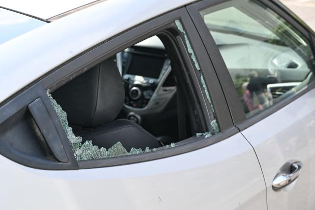 20 August 2026, Brandenburg, Fuerstenwalde/Spree: A tornado destroyed the side window of a car. The German Weather Service has confirmed that a tornado struck Fuerstenwalde/Spree in Brandenburg. Photo: Patrick Pleul/dpa