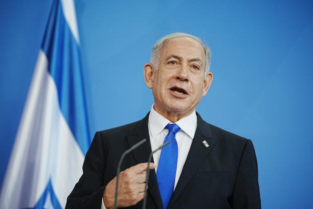 FILED - 16 March 2023, Berlin: FILE PHOTO - Israeli Prime Minister Benjamin Netanyahu speaks during a press conference. Photo: Kay Nietfeld/dpa