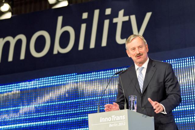 FILED - 18 September 2012, Berlin: FILE PHOTO - Siim Kallas, Vice-President of the European Commission and European Commissioner for Transport, speaks at the opening ceremony of the rail transport industry fair Innotrans in Berlin. Photo: picture alliance / dpa