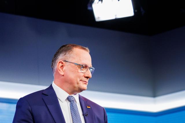 23 August 2026, Berlin: Tino Chrupalla, federal chairman of the Alternative for Germany (AfD), pictured at the ARD studio ahead of the recording of the ARD summer interview on "Bericht aus Berlin." Photo: Carsten Koall/dpa