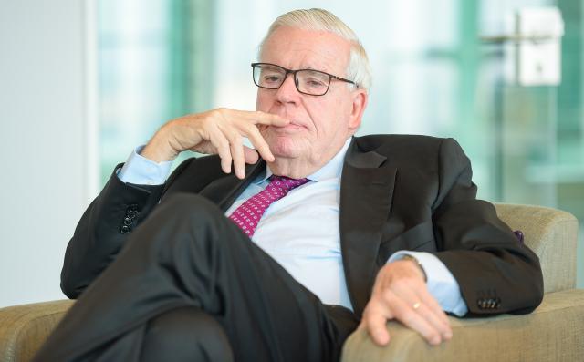 FILED - 09 February 2018, Hamburg: File Photo - Klaus-Michael Kuehne, patron and president of the Kuehne Foundation's board of trustees, sits at the press conference for the Kuehne Foundation's Logistics Day. Entrepreneur and patron Klaus-Michael Kuehne has passed away in Switzerland early Monday morning at the age of 89. Photo: Axel Heimken/dpa