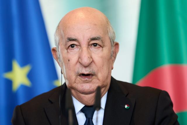 FILED - 16 July 2026, Berlin: FILE PHOTO - Abdelmadjid Tebboune, President of Algeria, attends a press conference following a bilateral meeting with Chancellor Merz at the Federal Chancellery. Photo: Michael Kappeler/dpa