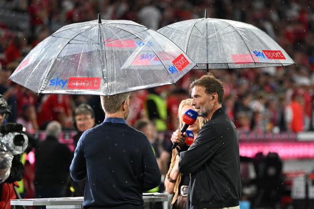 28 August 2026, Bavaria, Munich: Germany National Team Coach Juergen Klopp speaks during an interview prior to the start of the German Bundesliga soccer match between FC Bayern Munich and VfB Stuttgart at Allianz Arena. Photo: Sven Hoppe/dpa - WICHTIGER HINWEIS: Gemäß den Vorgaben der Bundesliga bzw. des DFB Deutscher Fußball-Bund ist es untersagt, in dem Stadion und/oder vom Spiel angefertigte Fotoaufnahmen in Form von Sequenzbildern und/oder videoähnlichen Fotostrecken zu verwerten bzw. verwerten zu lassen.