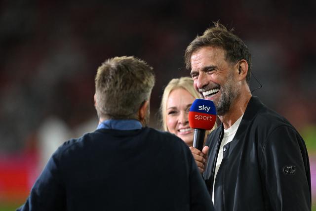 28 August 2026, Bavaria, Munich: Germany National Team Coach Juergen Klopp speaks during an interview prior to the start of the German Bundesliga soccer match between FC Bayern Munich and VfB Stuttgart at Allianz Arena. Photo: Sven Hoppe/dpa - WICHTIGER HINWEIS: Gemäß den Vorgaben der Bundesliga bzw. des DFB Deutscher Fußball-Bund ist es untersagt, in dem Stadion und/oder vom Spiel angefertigte Fotoaufnahmen in Form von Sequenzbildern und/oder videoähnlichen Fotostrecken zu verwerten bzw. verwerten zu lassen.