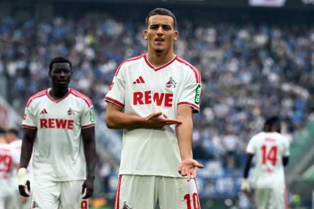 29 August 2026, North Rhine-Westphalia, Cologne: Cologne's Said El Mala celebrates scoring his side's first goal during the German Bundesliga soccer match between 1. FC Cologne and TSG 1899 Hoffenheim at RheinEnergieStadion. Photo: Federico Gambarini/dpa - WICHTIGER HINWEIS: Gemäß den Vorgaben der Bundesliga bzw. des DFB Deutscher Fußball-Bund ist es untersagt, in dem Stadion und/oder vom Spiel angefertigte Fotoaufnahmen in Form von Sequenzbildern und/oder videoähnlichen Fotostrecken zu verwerten bzw. verwerten zu lassen.