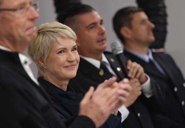 29 August 2026, Mecklenburg-Western Pomerania, Lenschow: Minister President of Mecklenburg-Western Pomerania Manuela Schwesig attends the opening of the volunteer fire department's new fire station. Photo: Danny Gohlke/dpa