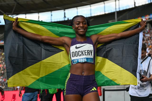30 August 2026, Berlin: Jamaica's Sabrina Dockery after competing in the women's 100m race during the International Stadium Festival (ISTAF) Berlin athletic meeting at the Olympic Stadium. Photo: Elisa Schu/dpa