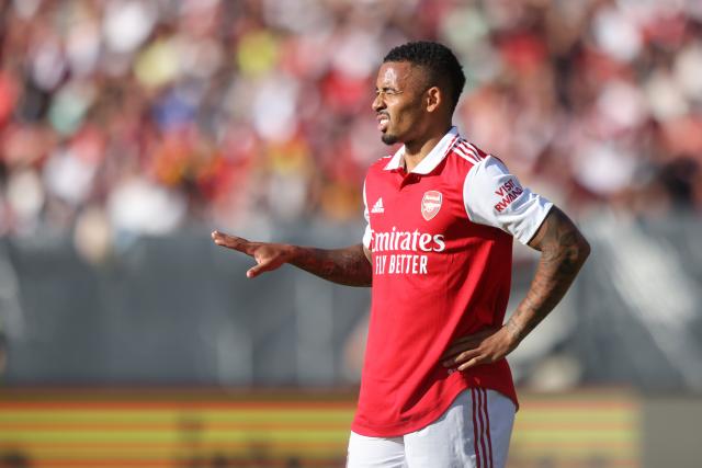 FILED - 08 July 2022, Nuremberg: FILE PHOTO - Arsenal's Gabriel Jesus reacts during a test match between 1. FC Nuremberg and Arsenal at Max Morlock Stadium. Photo: Daniel Karmann/dpa - IMPORTANT NOTE: In accordance with the requirements of the DFL Deutsche Fußball Liga and the DFB Deutscher Fußball-Bund, it is prohibited to use or have used photographs taken in the stadium and/or of the match in the form of sequence pictures and/or video-like photo series.