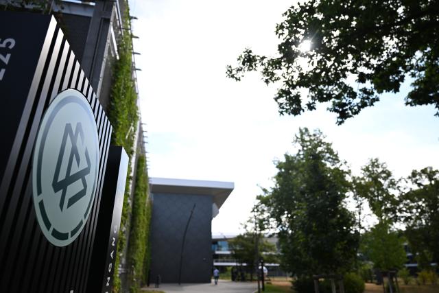 FILED - 01 July 2026, Hesse, Frankfurt/Main: File Photo - The Logo of German Football Association pictured outside of the headquarters. Photo: Florian Wiegand/dpa