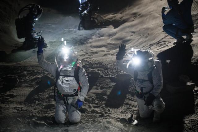 03 September 2026, North Rhine-Westphalia, Cologne: Scientists are testing spacesuits at the LUNA lunar simulation facility at the German Aerospace Center (DLR) and the European Space Agency (ESA). Photo: Henning Kaiser/dpa