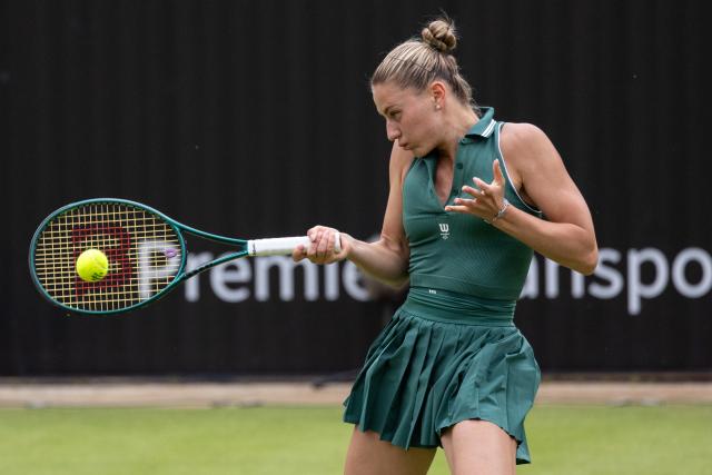 FILED - 17 June 2024, Berlin: FILE PHOTO - Ukrainian tennis player Marta Kostyuk in action against Russia's Daria Kasatkina during their women's singles round of 32 match, at the German Open. Photo: Hannes P Albert/dpa