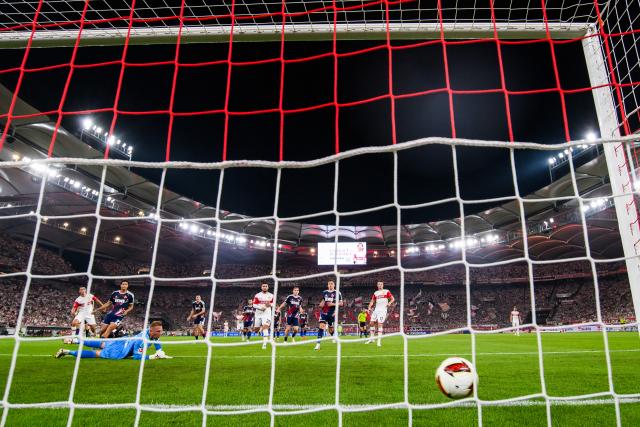 04 September 2026, Baden-Wuerttemberg, Stuttgart: Stuttgart's Bilal El Khannouss scores his side's opening goal during the German Bundesliga soccer match between VfB Stuttgart and 1. FC Koeln, at MHPArena. Photo: Tom Weller/dpa - IMPORTANT NOTICE: In accordance with the regulations of the Bundesliga and the DFB (German Football Association), it is prohibited to use or allow the use of photographs taken in the stadium and/or during the game in the form of sequential images and/or video-like photo series.