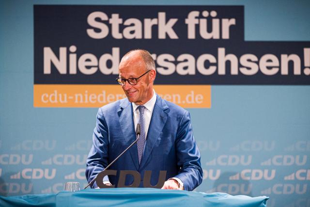 05 September 2026, Lower Saxony, Langenhagen: German Chancellor Friedrich Merz speaks at an event organized by the Christian Democratic Union (CDU) in Lower Saxony. Photo: Moritz Frankenberg/dpa