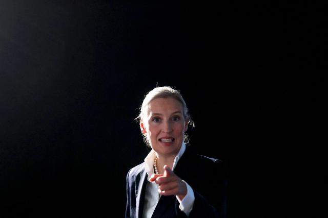 06 September 2026, Saxony-Anhalt, Magdeburg: Alternative for Germany federal chairwomen and co-chair of the AfD parliamentary group in the Bundestag Alice Weidel speaks at the ARD election studio at the Messe following the projection of the results of the Saxony-Anhalt state election. Photo: Jan Woitas/dpa