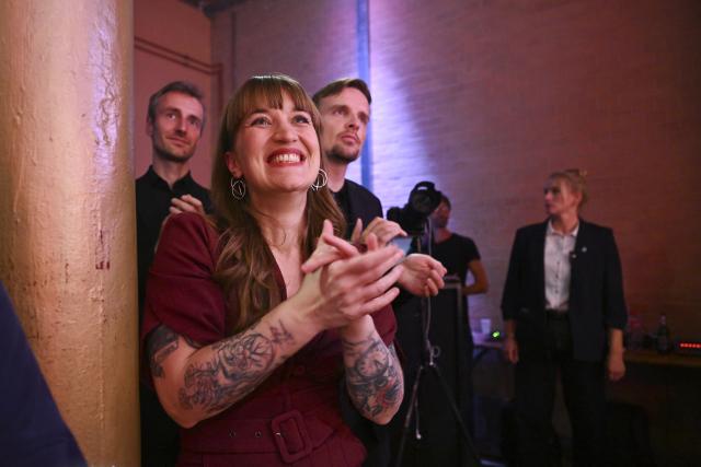 06 September 2026, Saxony-Anhalt, Magdeburg: Chair of The Left Party Bundestag caucus Heidi Reichinnek attends the party's election celebration at the Feuerwache Cultural Center. Photo: Katharina Kausche/dpa