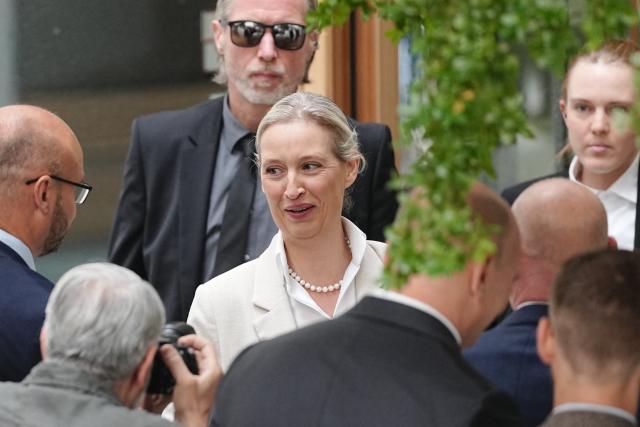 07 September 2026, Berlin: Alice Weidel, federal chairwoman and co-chairwoman of the AfD parliamentary group in the German Bundestag, attends the Federal Press Conference on the results of the Saxony-Anhalt state election. Photo: Kay Nietfeld/dpa