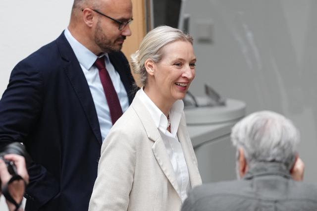 07 September 2026, Berlin: Alice Weidel, federal chairwoman and co-chairwoman of the AfD parliamentary group in the German Bundestag, attends the Federal Press Conference on the results of the Saxony-Anhalt state election. Photo: Kay Nietfeld/dpa