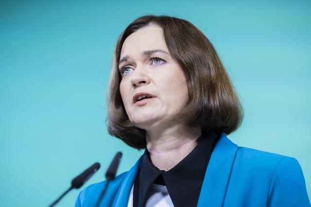 07 September 2026, Berlin: Claudia Mueller, the Alliance 90/The Greens Party's top candidate for the state election in Mecklenburg-Western Pomerania, speaks at a press conference following a meeting of the Green Party's federal executive committee after the state election in Saxony-Anhalt. Photo: Christoph Soeder/dpa