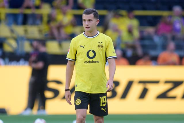 FILED - 15 August 2026, North Rhine-Westphalia, Dortmund: FILE PHOTO - Borussia Dortmund's Konstantinos Karetsas pictured during the Club friendly soccer Match between Borussia Dortmund and AS Roma. Photo: Bernd Thissen/dpa