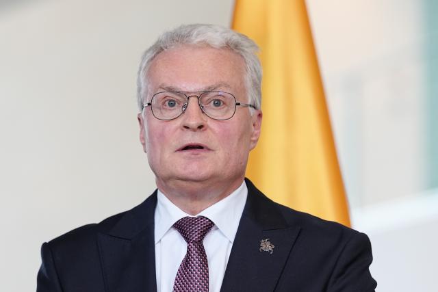 FILED - 03 July 2026, Berlin: FILE PHOTO - Lithuanian President Gitanas Nauseda speaks at a press conference following a meeting at the Federal Chancellery. Photo: Kay Nietfeld/dpa