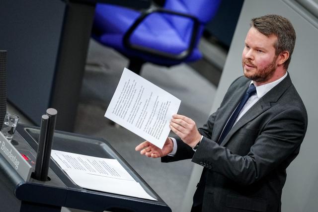 08 September 2026, Berlin: Michael Espendiller, a member of the German Bundestag for the Alternative for Germany (AfD), speaks during a Bundestag session marking the start of budget week. Photo: Kay Nietfeld/dpa